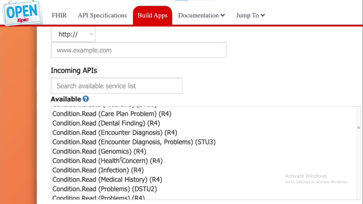 
FHIR API Selection