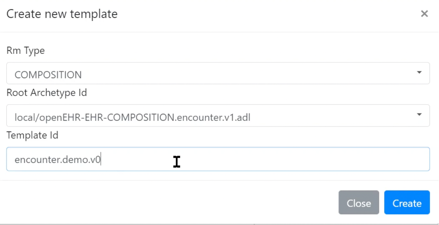 Field to enter template ID while creating a new template in archetype designer