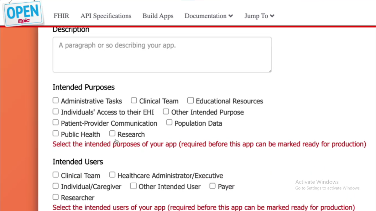 Purpose and user selection