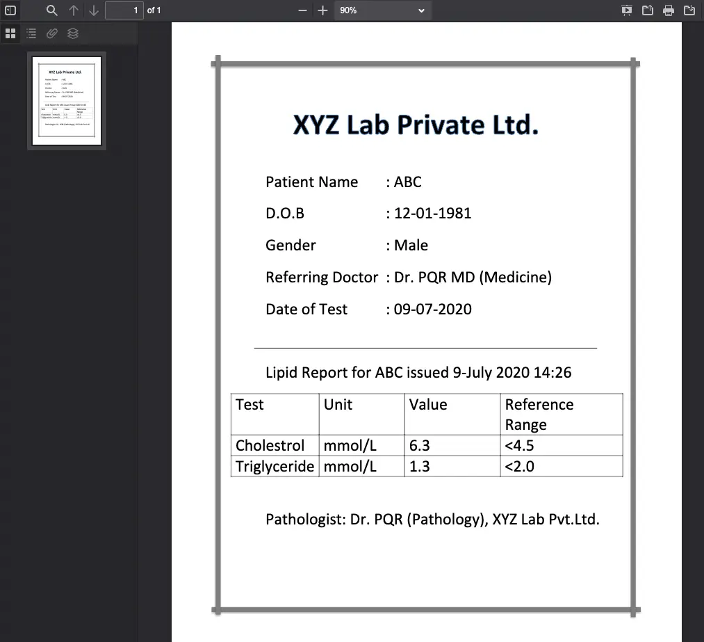 Rendering a PDF from DiagnosticReport (Lab) from an example FHIR resource