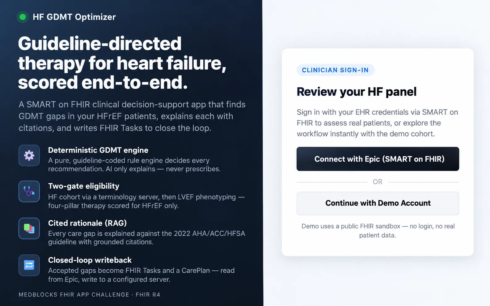 Screenshot of Heart Failure GDMT Optimization App