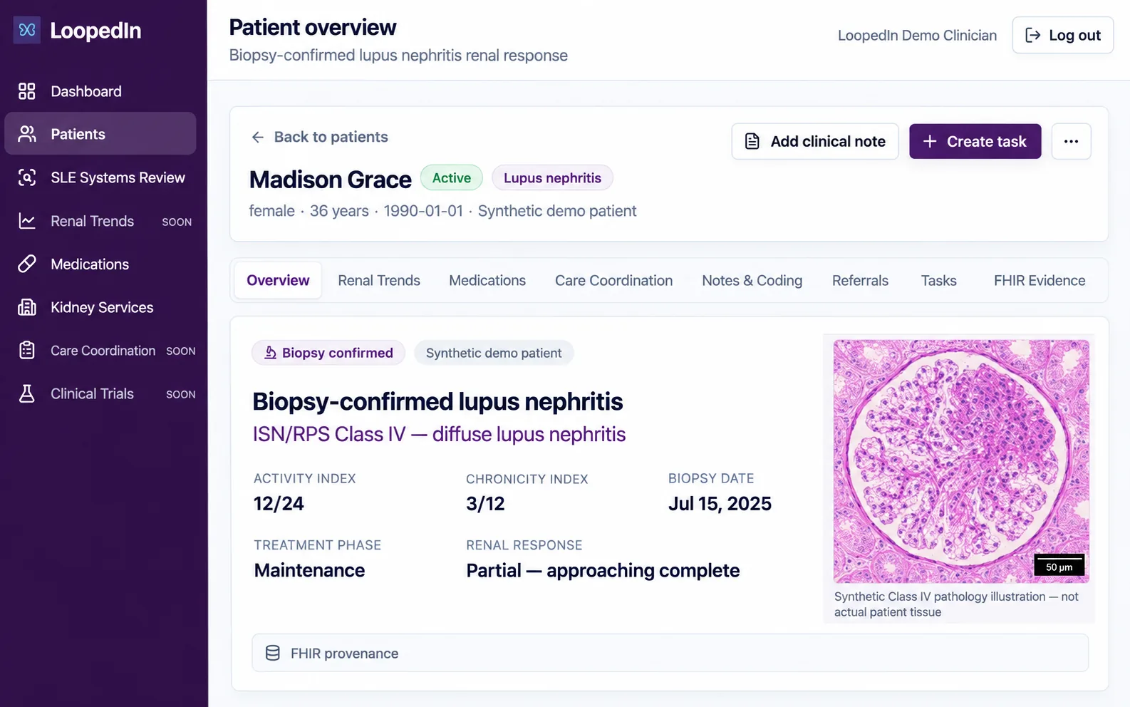 Screenshot of Lupus Nephritis Care Management App