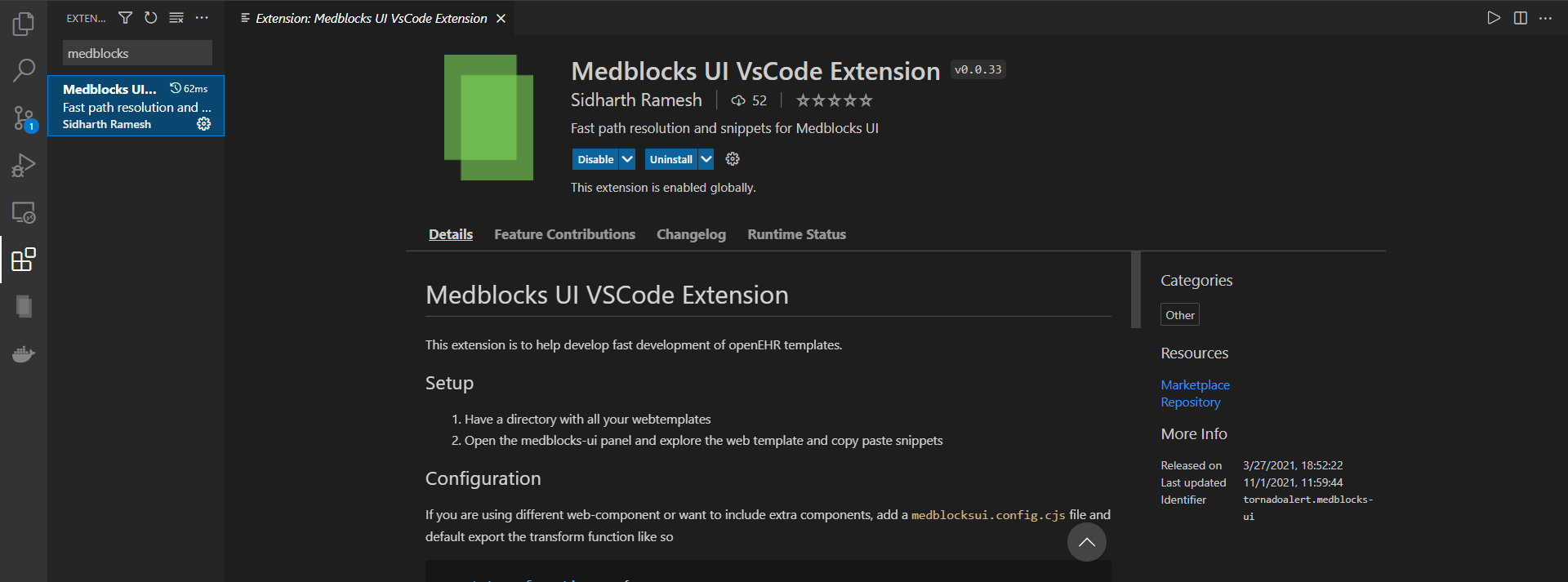 Installing Medblocks-UI extension