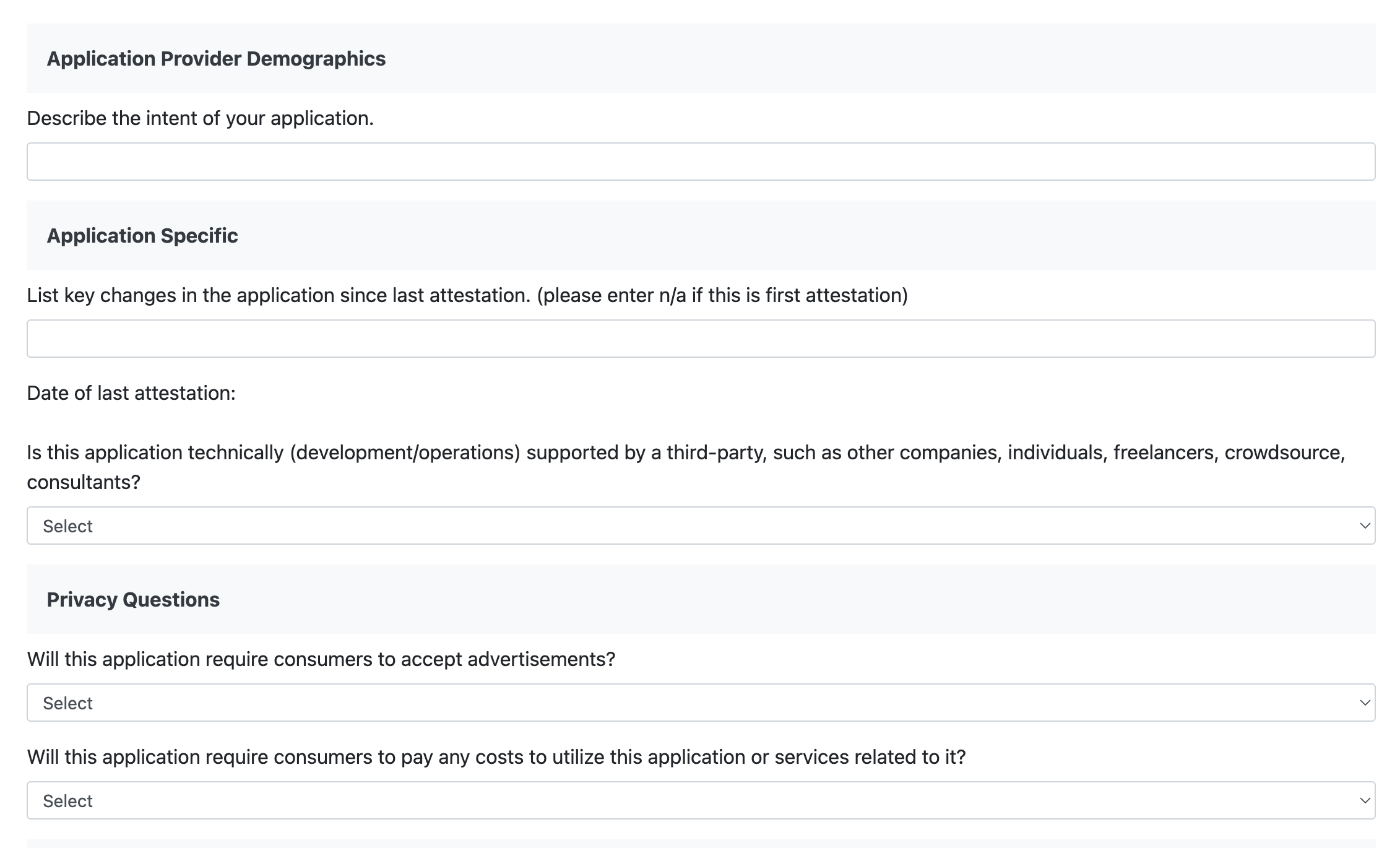 Optum FLEX Application Demographics and Privacy Questions