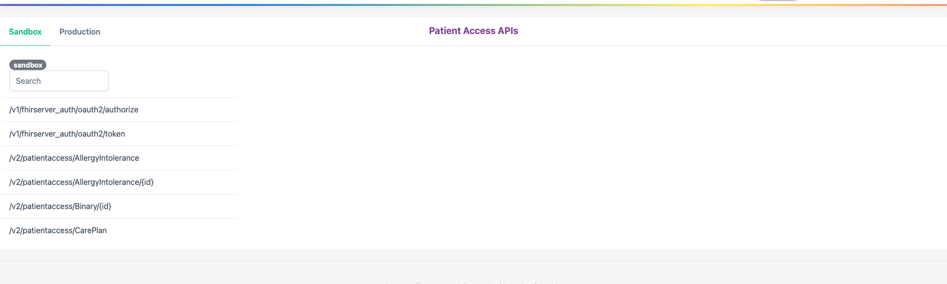 Aetna API Library showing sandbox v2 patient access endpoints
