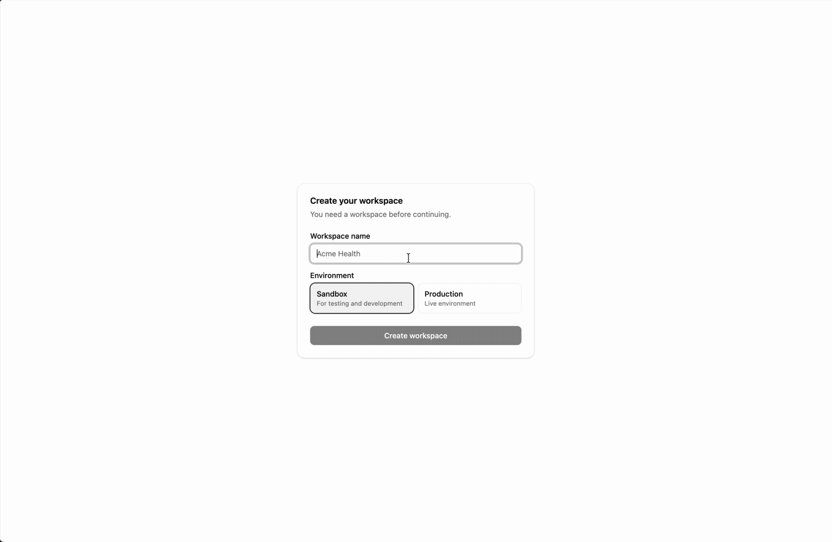 Creating a sandbox workspace